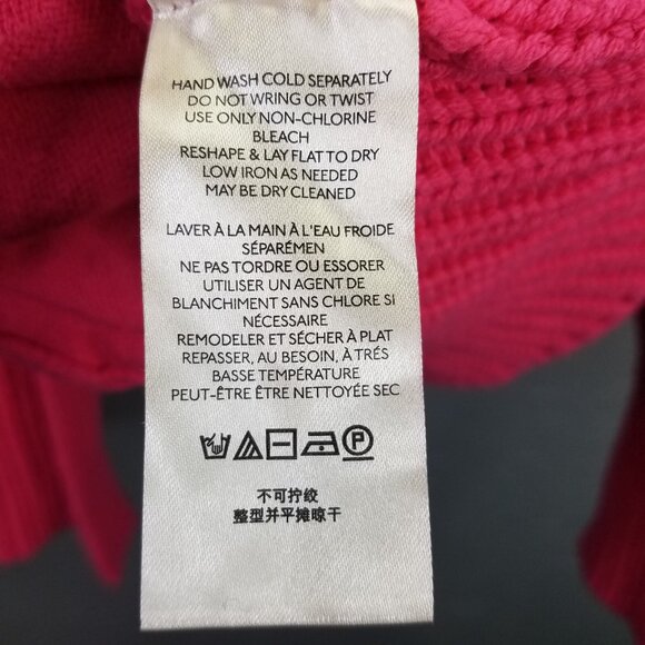 Free People Swim Too Deep Cardigan Sweater S Oversized Chunky Knit Fuchsia Flame - Picture 14 of 16